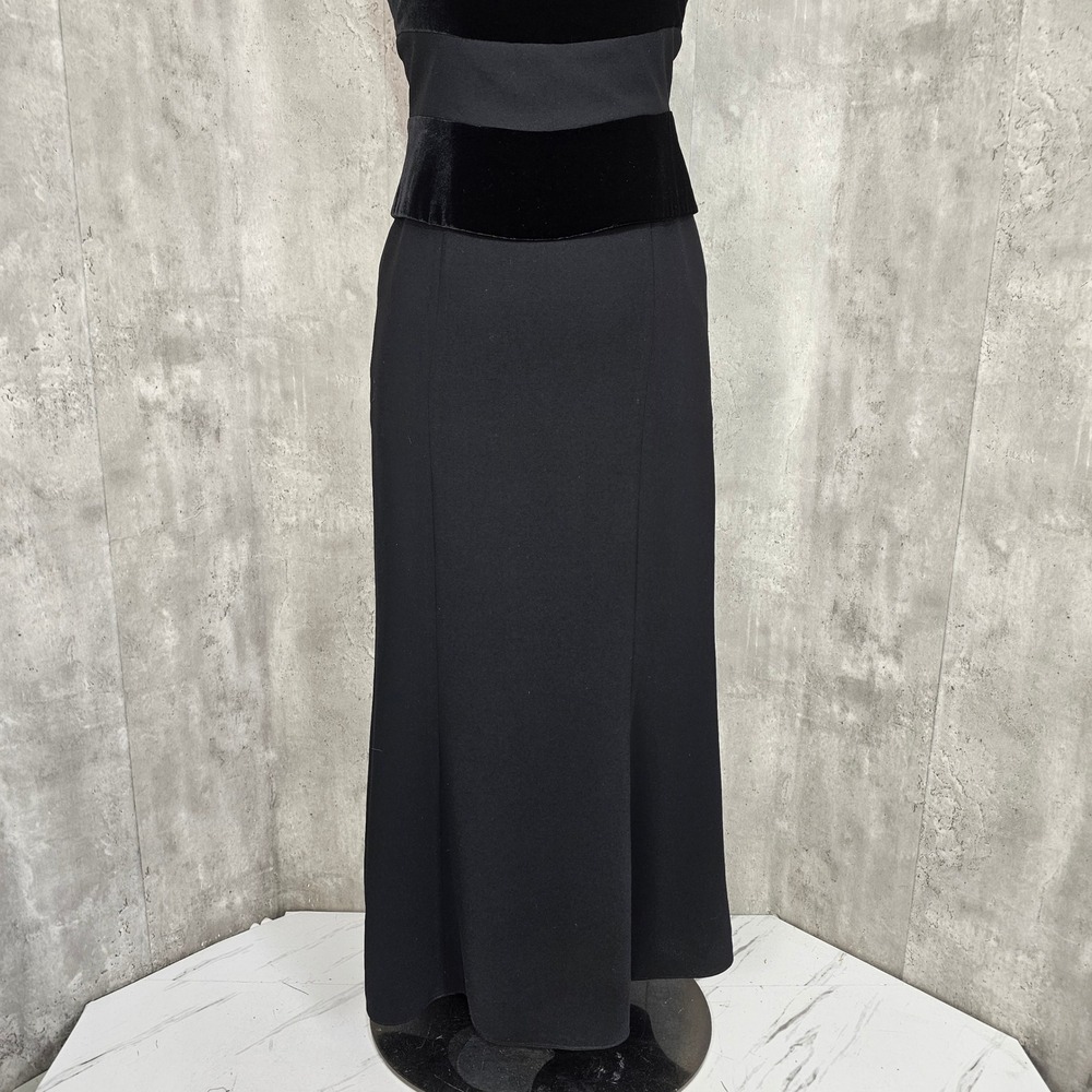 Jones New York Evening Black Velvet Stripe Formal Gown Dress Size 6 Long Elegant - Picture 4 of 9